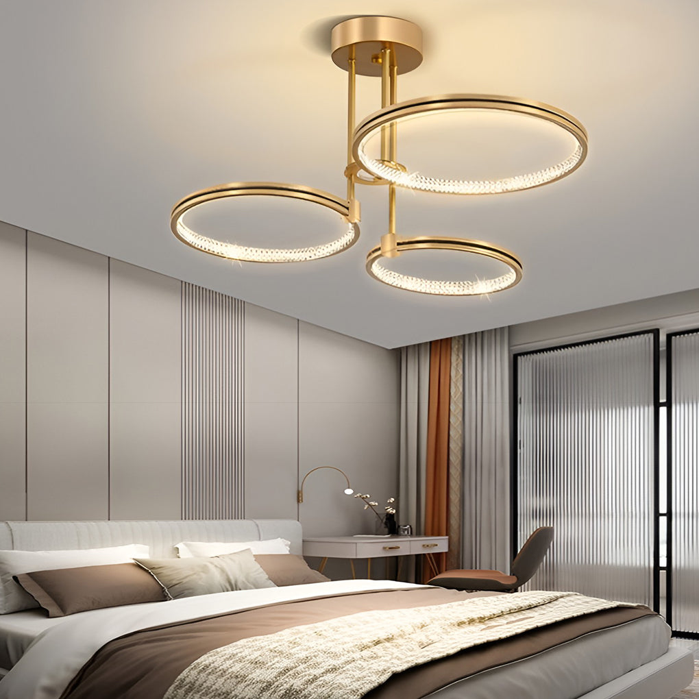 Minimalist 3 Ring Metal Nordic Ceiling Lights Chandelier Hanging Light Fixture