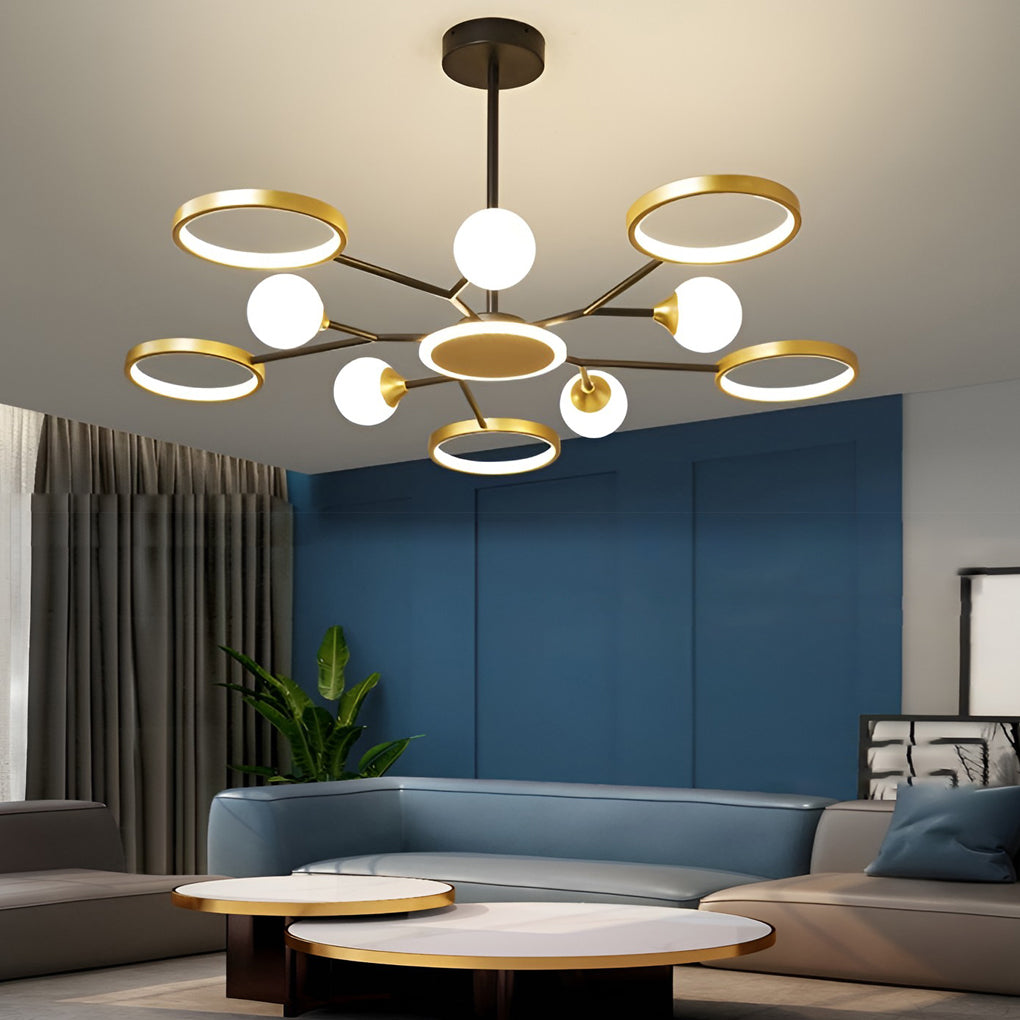 6 Lights Circles LED Modern Ceiling Lights Chandelier Hanging Light Fixture