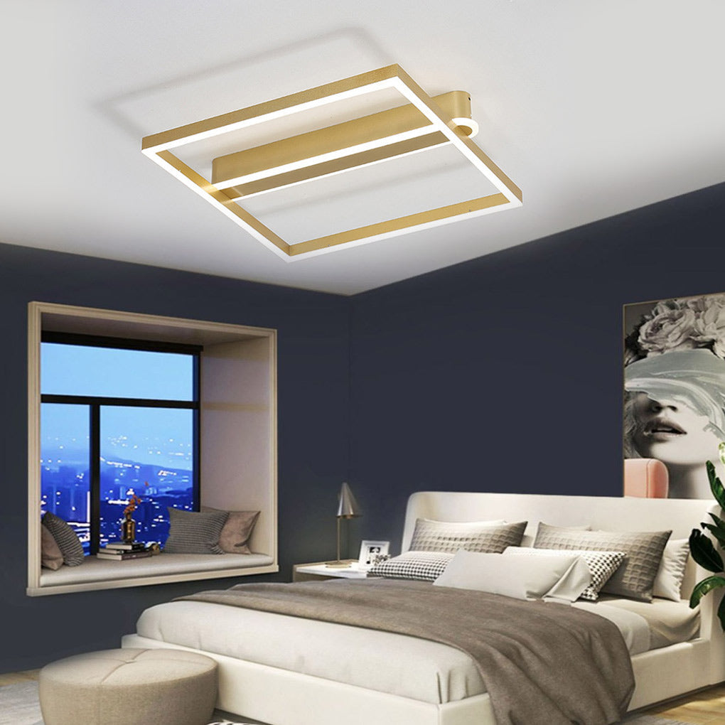 Square Double Frame Metal Aluminum Creative LED Nordic Ceiling Lighting Fixture