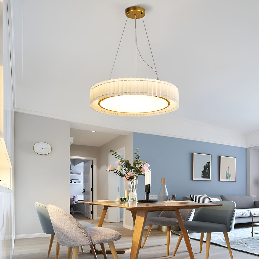 Circular Pleated 3 Step Dimming Light LED Nordic Ceiling Lighting Chandeliers