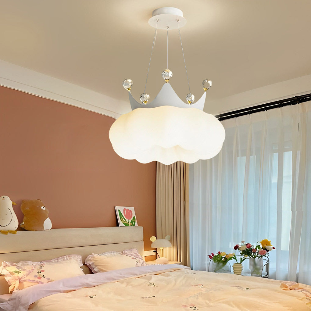 Clouds Crystal Crowns LED Three Step Dimming Ins Modern Chandelier Light Design