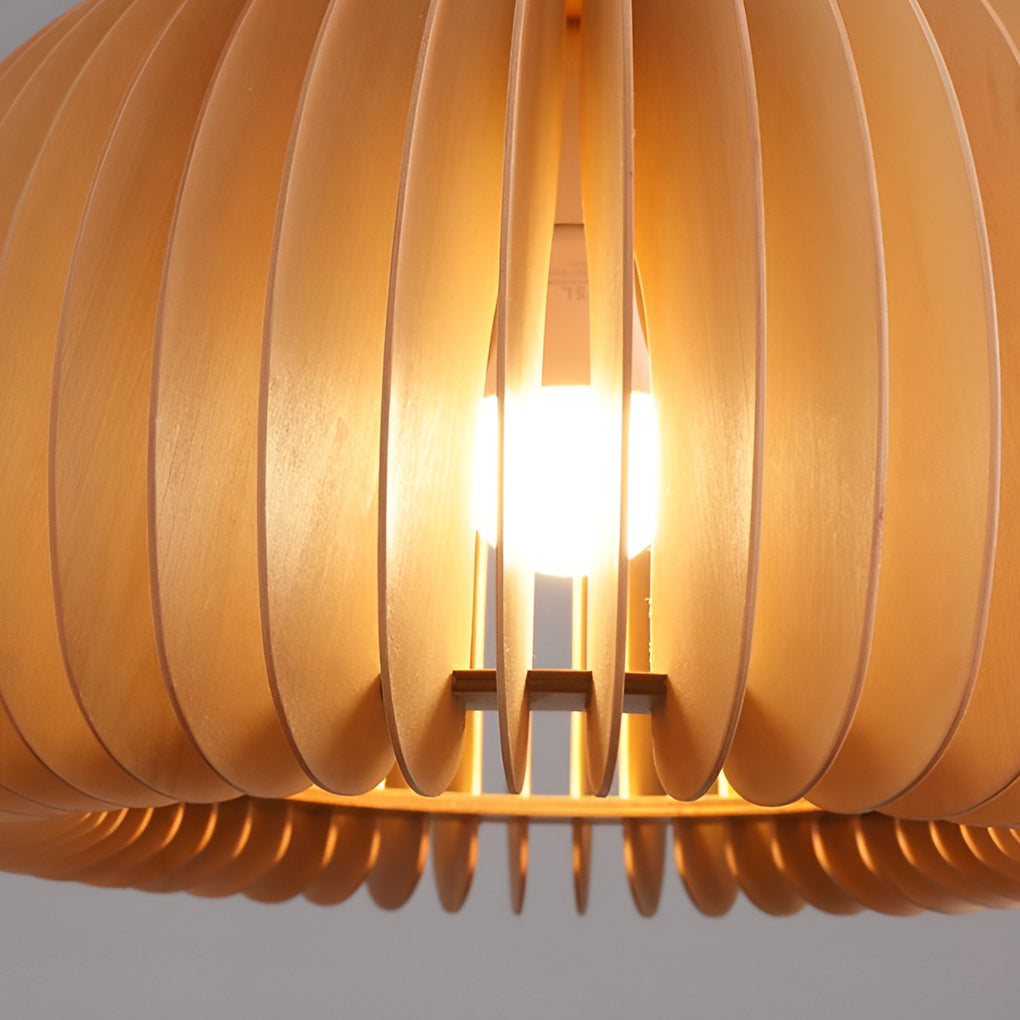 Creative Wood Pumpkin-Shaped Retro Nordic Chandelier Pendant Lighting