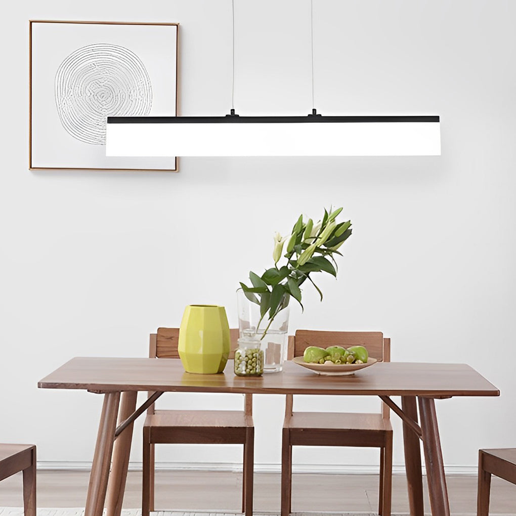Minimalist Linear Strip Stepless Dimming LED Black Modern Chandelier Design