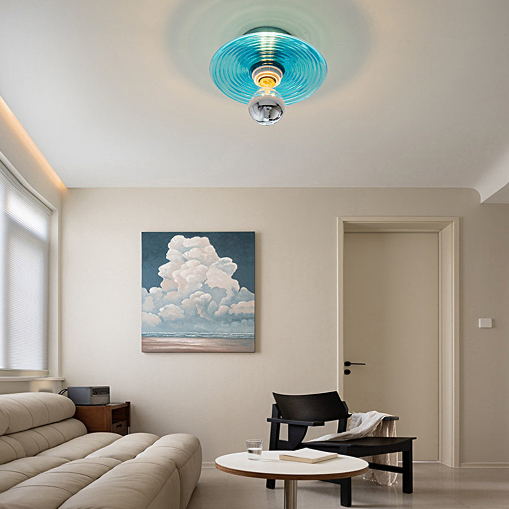 Round Stripes Glass Electroplated Iron Nordic Wall Light Fixture Ceiling Lights