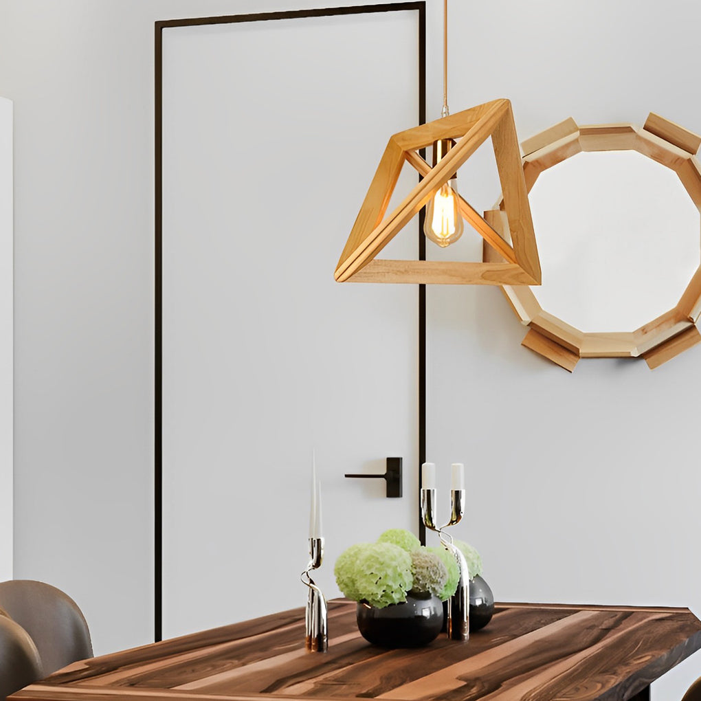 Creative Wood Frame Geometric Art Minimalist Nordic Pendant Lightings
