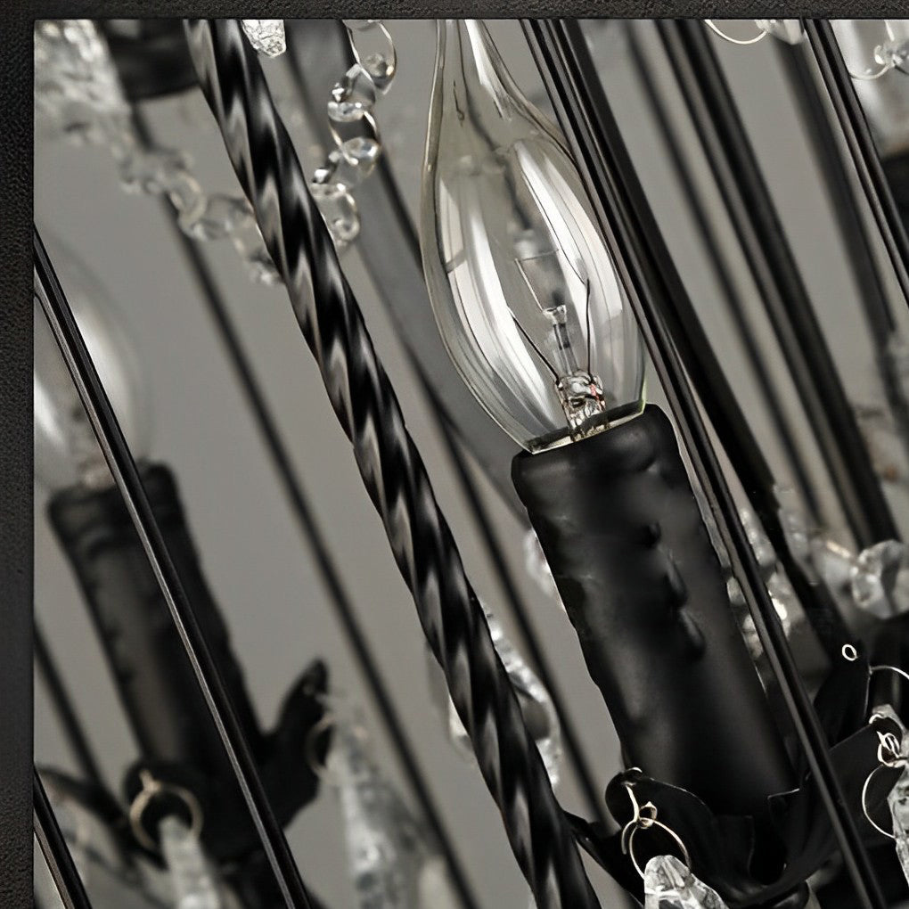 Birdcage Iron Crystal Ornaments Retro Industrial Style Chandelier Light Design