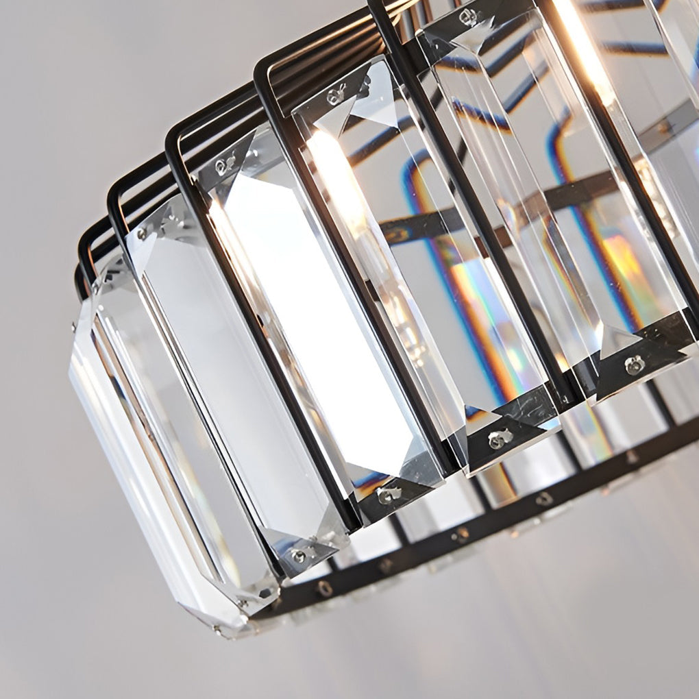 Drum-shaped Crystal Metal Modern Chandelier Pendant Light Hanging Light Fixture