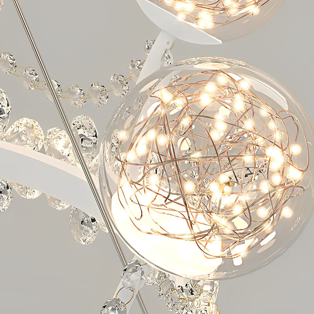 Flower Decor Crowns Crystal Glass Three Step Dimming Nordic Chandelier Design