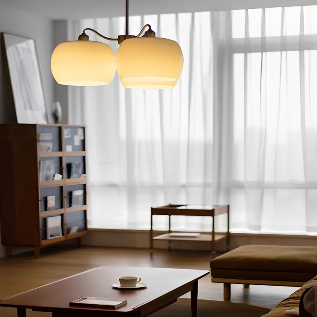 3 Lights Glass E27 White Vintage Chandelier Pendant Light Hanging Light Fixture