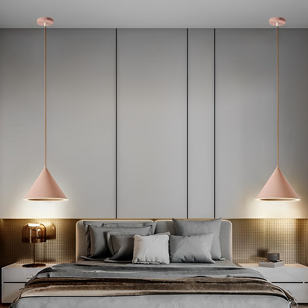 Cone Shaped Pendant Lights LED Macaron Color Ceiling Light