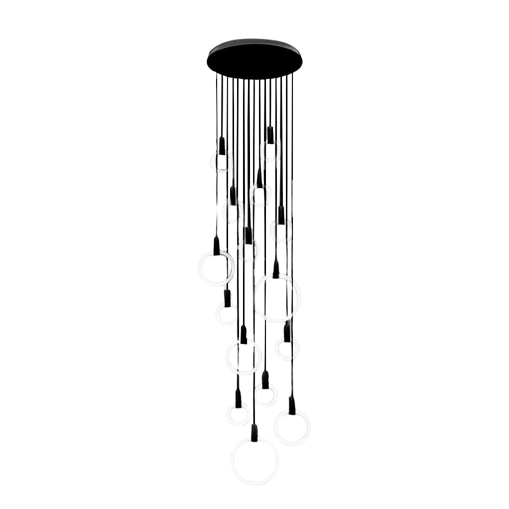 Minimalist Rings Stepless Dimming LED Nordic Duplex Stair Chandelier Design