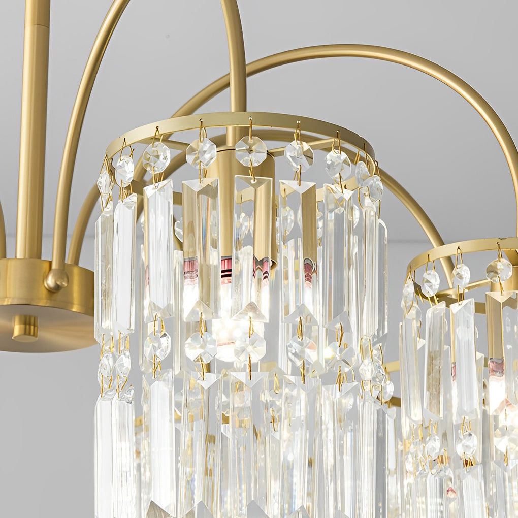 Crystal Shade Copper Curved Arms Luxury Post-Modern Chandelier Light Design