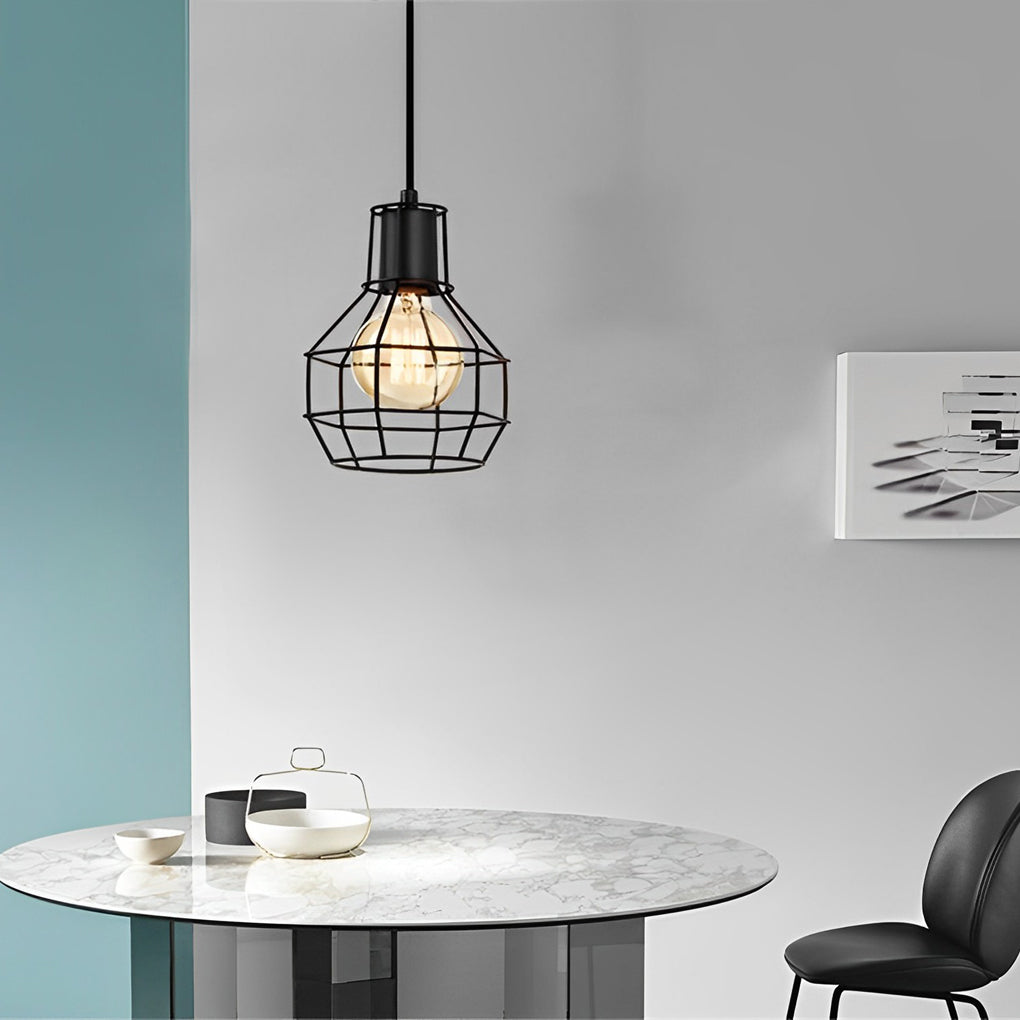 Retro Creative Metal Lantern Cage Shape Industrial Style Chandelier with Button Switch Design