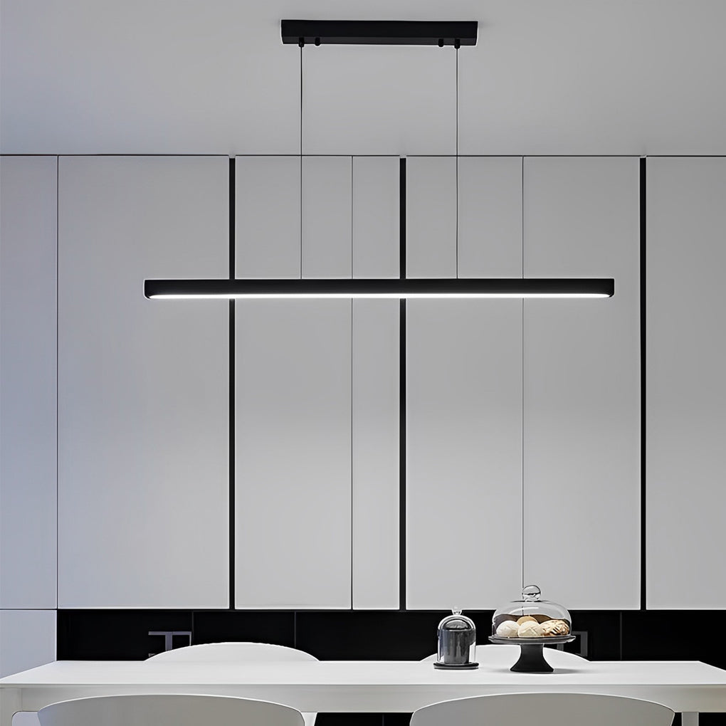Minimalist Strip Stepless Dimming LED Black Modern Chandelier Pendant Lightings