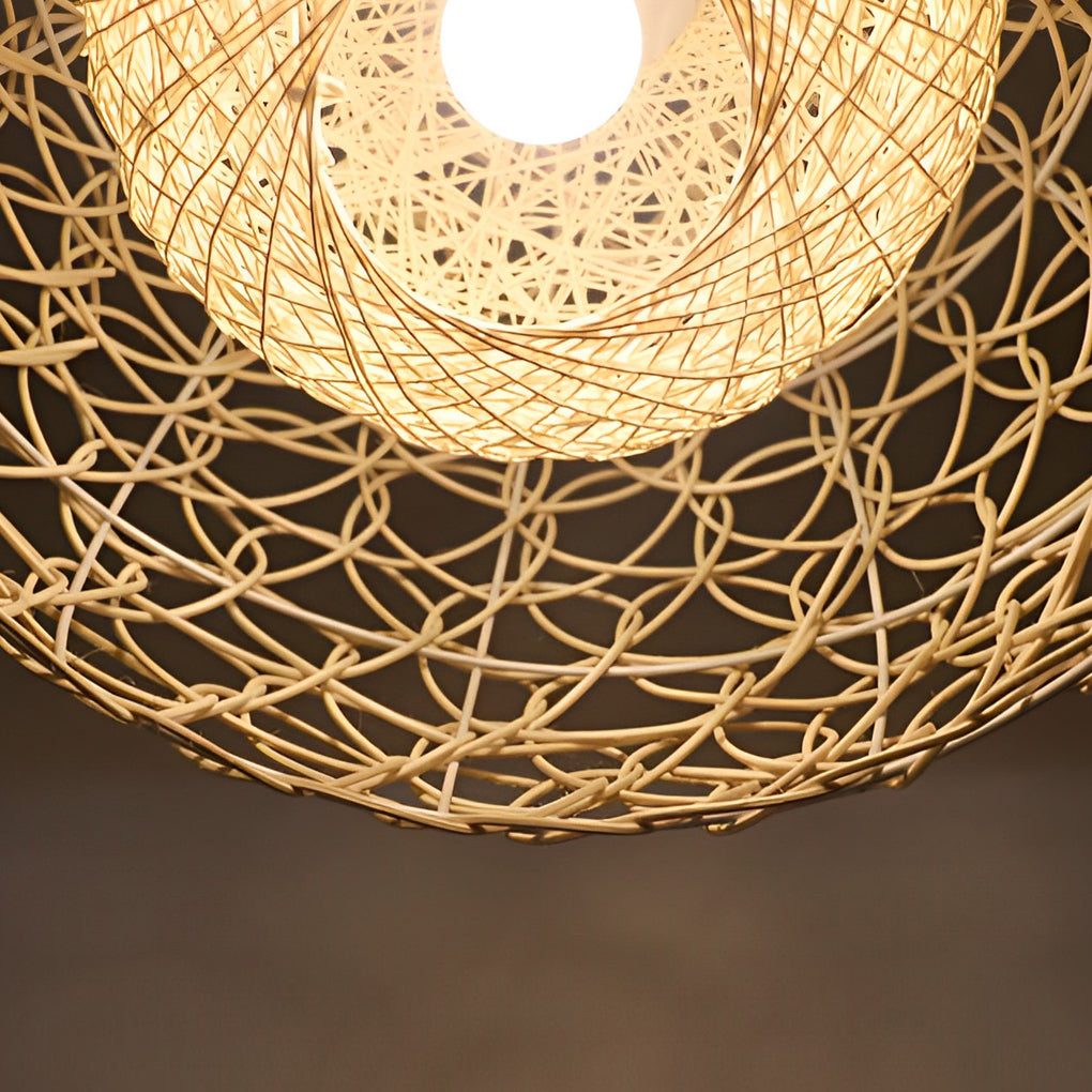 Round Double Layer Rattan Creative Ball Modern Chandelier Pendant Lighting