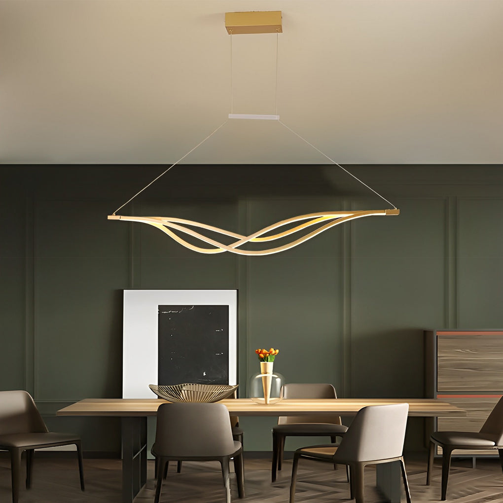 Long Waves Lines Stepless Dimming with Remote Nordic Chandelier Light Design