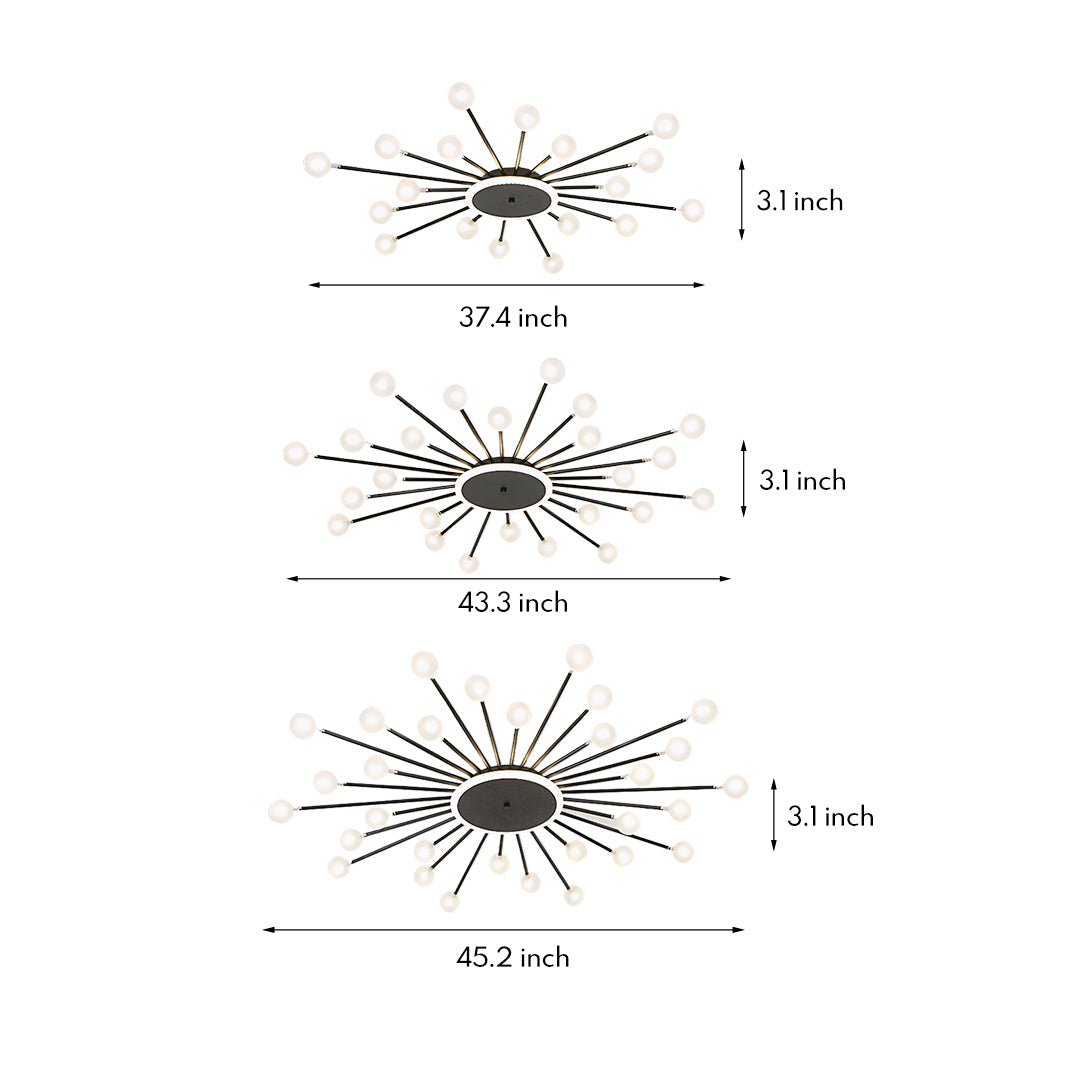 Glass Flush Mount Light Minimalist Sputnik Style Luxury Ceiling Lighting
