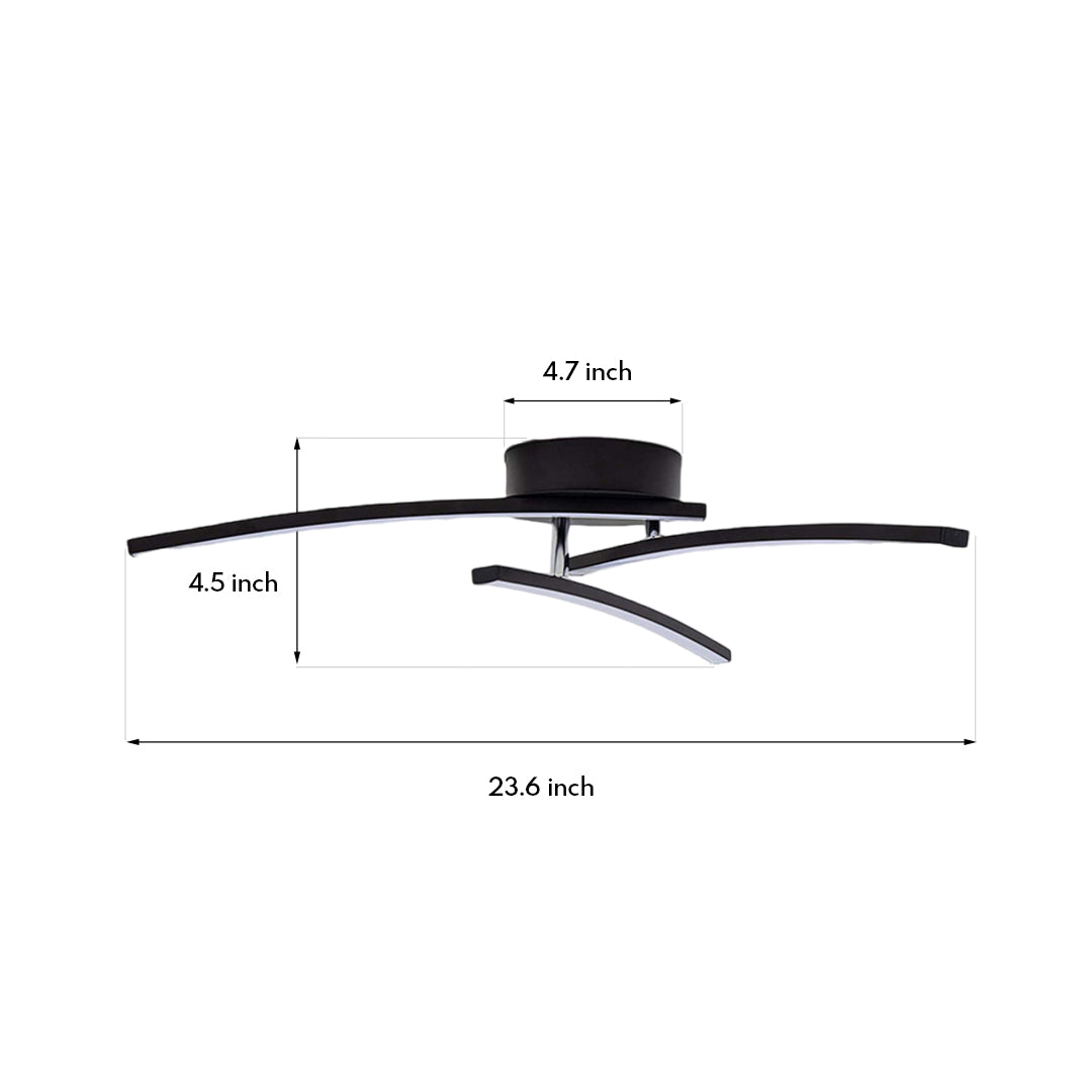 Modern Semi Flush Mount Light Three-Arc Rotating Ceiling Light