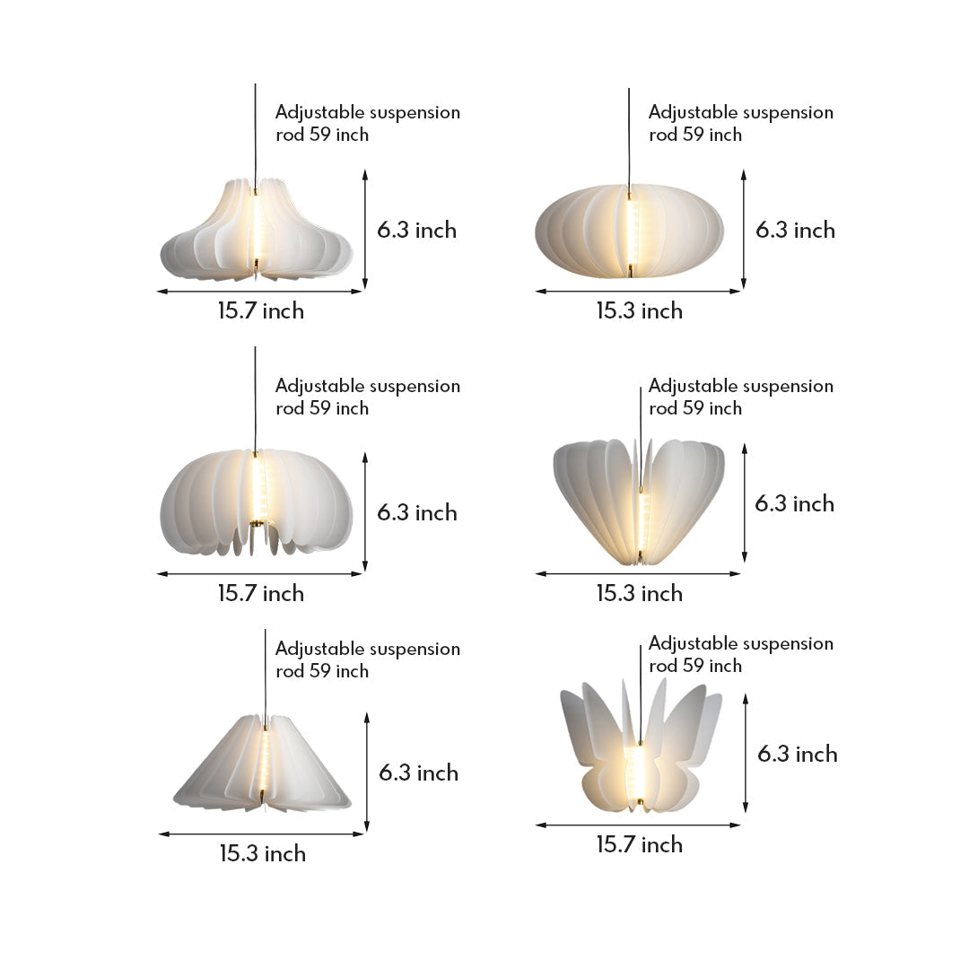 White Shade Pendant Lighting Nordic Cream Style PE Material LED Light
