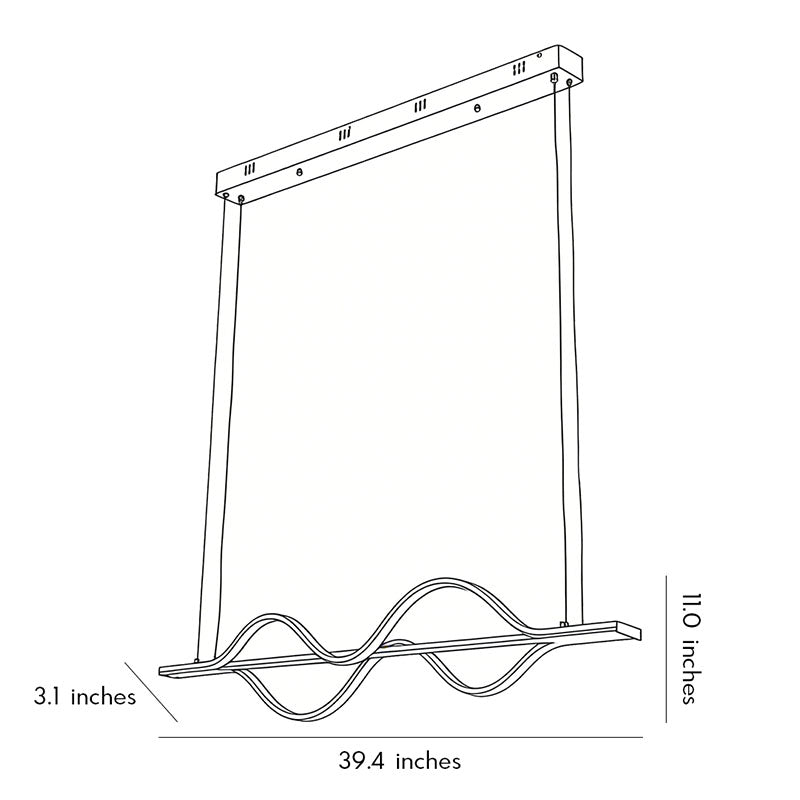 Simple Long Waves Lines 3 Step Dimming Modern Dining Room Chandeliers Design