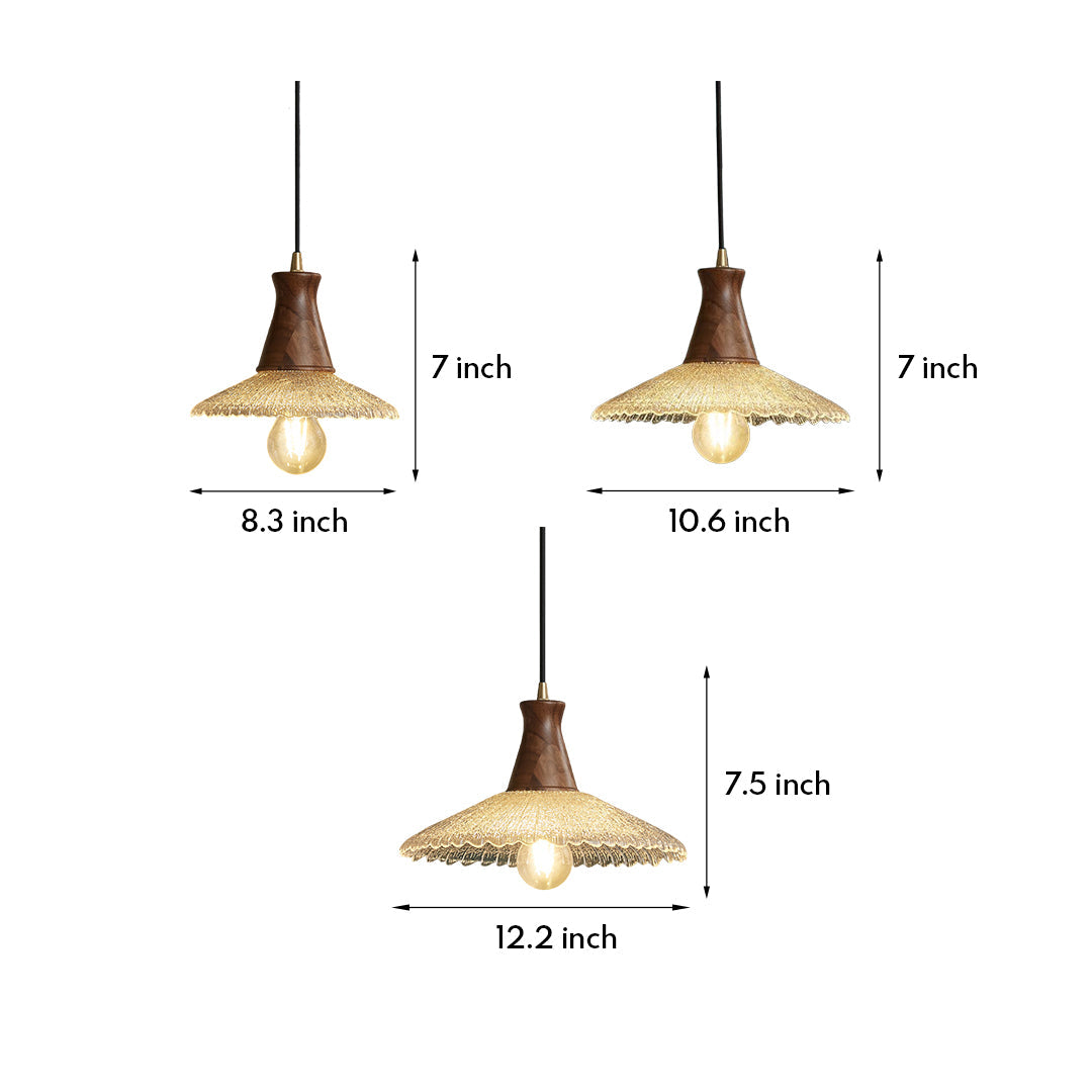 Wood Light Pendant Wabi Sabi Style Glass Pendant Lighting
