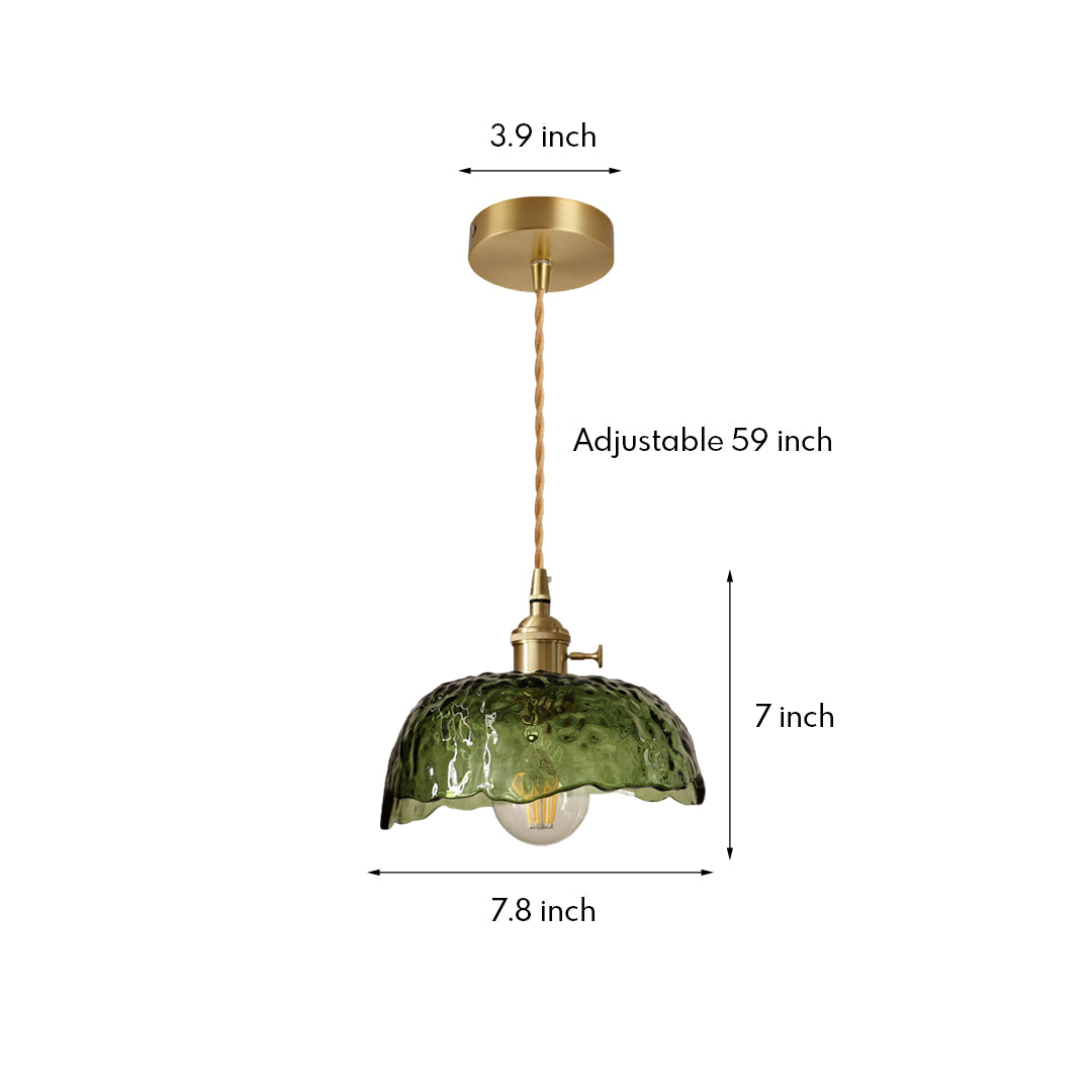 Nordic Pendant Lighting Hammered Glass and Brass Light