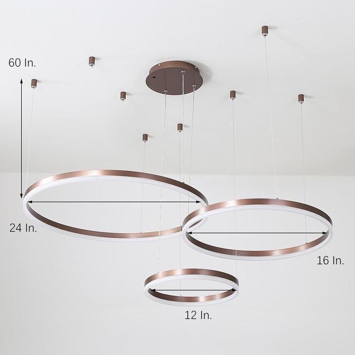 3 - Ring Modern Gold/Coffee Electroplated Dining Room Chandelier
