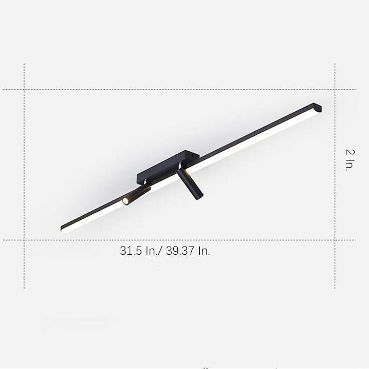 Unique 2 - Spotlights Black Linear Semi - Flush Mount Ceiling LED Light