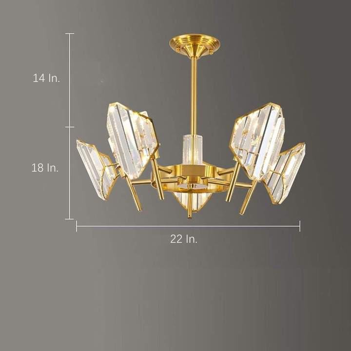 Brass Ring Frame Crystal Chandelier - Gold Metal, Crystal Accents Pendant Lights