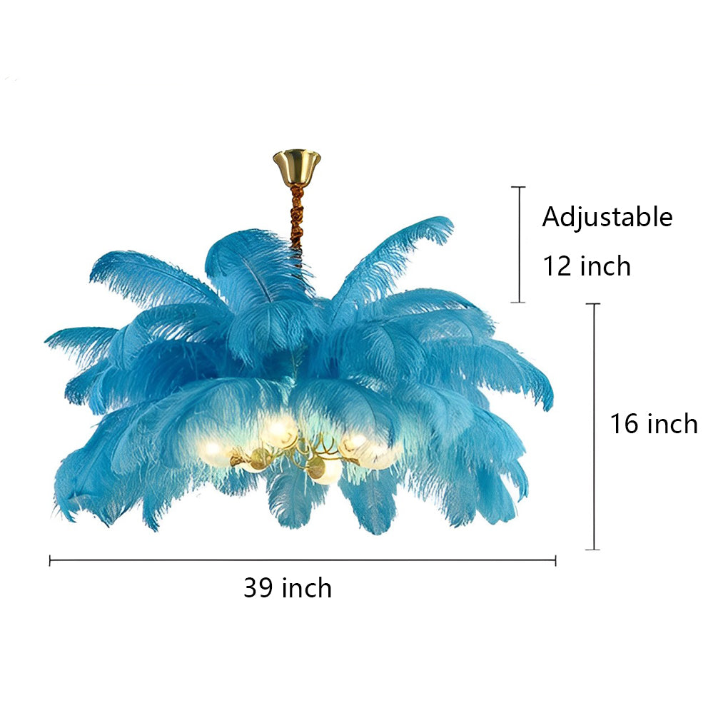 Creative Feathers Copper Ins Nordic Chandelier Flush Mount Ceiling Lighting