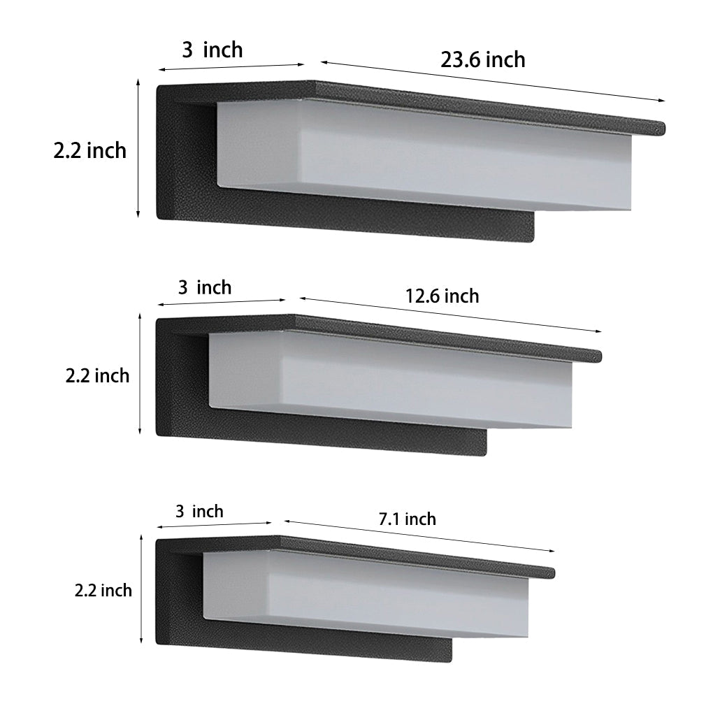 Front porch light fixtures size comparison chart showing different dimensions.
