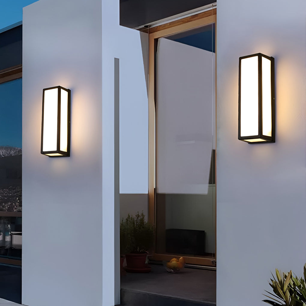Rectangle LED Waterproof Motion Sensor Black Modern Wall Sconce Lighting | Dazuma