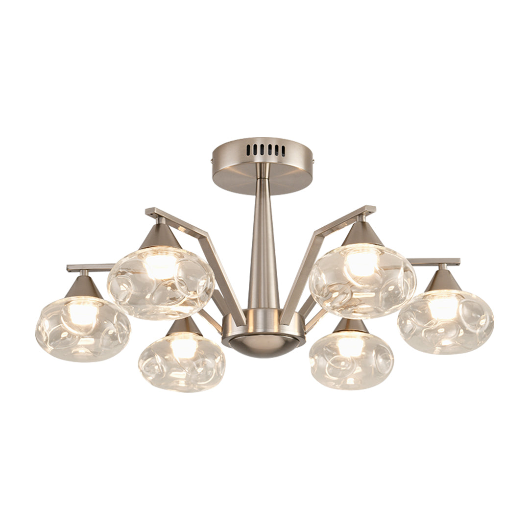 Sputnik Mid Century Semi-Flush Mount Lighting Silver Metal Ceiling Lighting