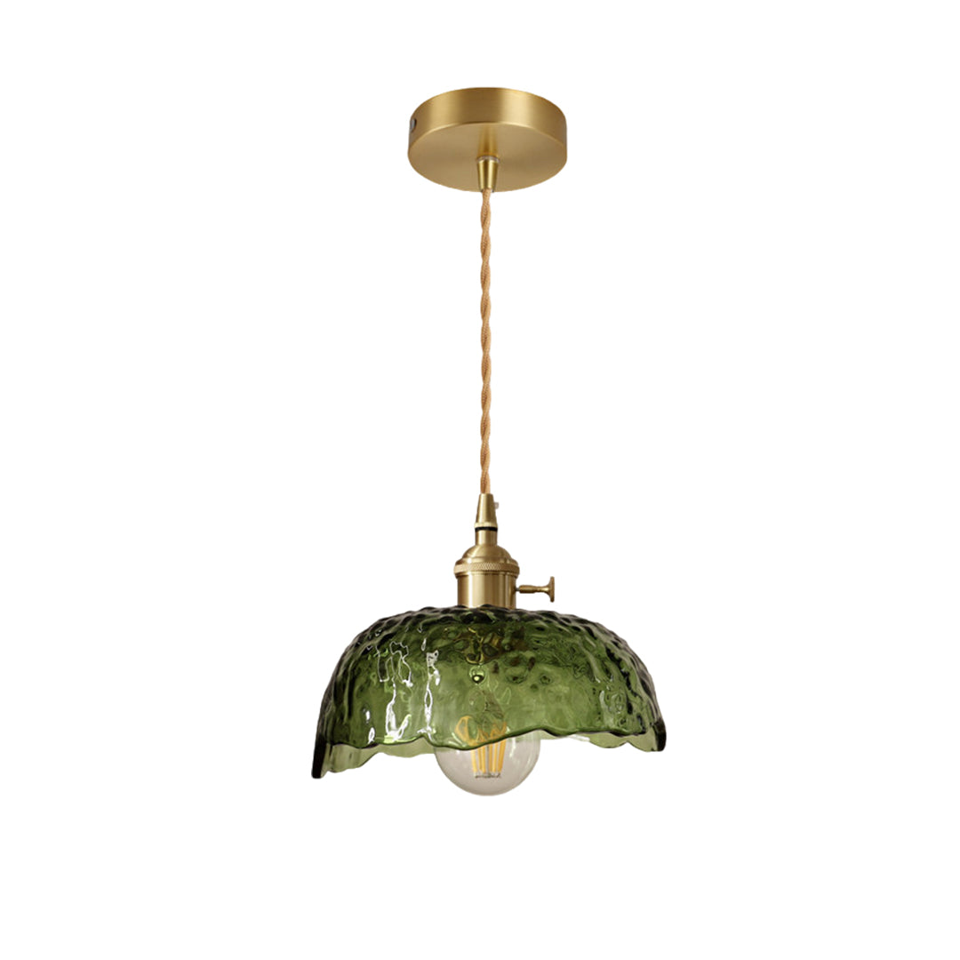 Nordic Pendant Lighting Hammered Glass and Brass Light