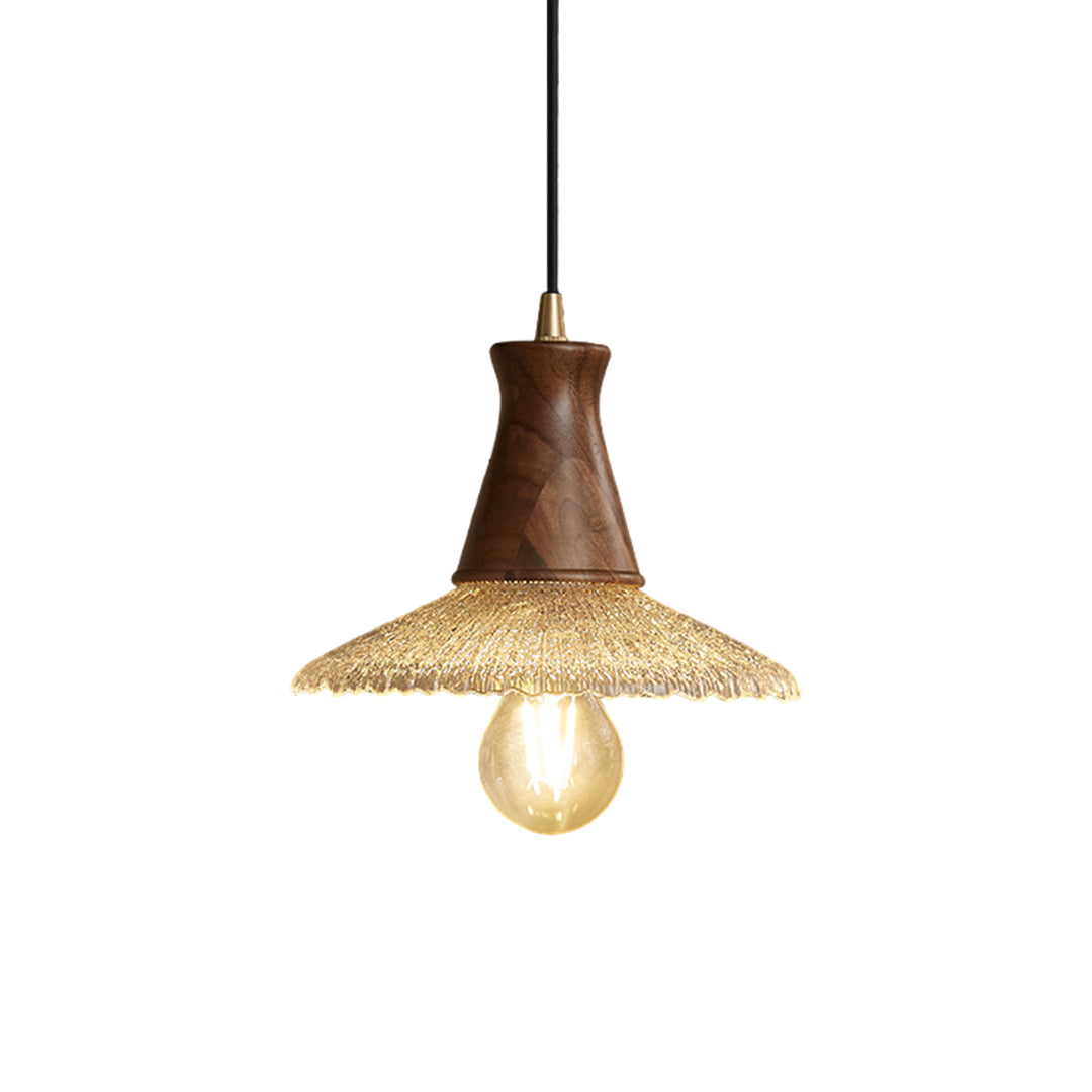 Wood Light Pendant Wabi Sabi Style Glass Pendant Lighting