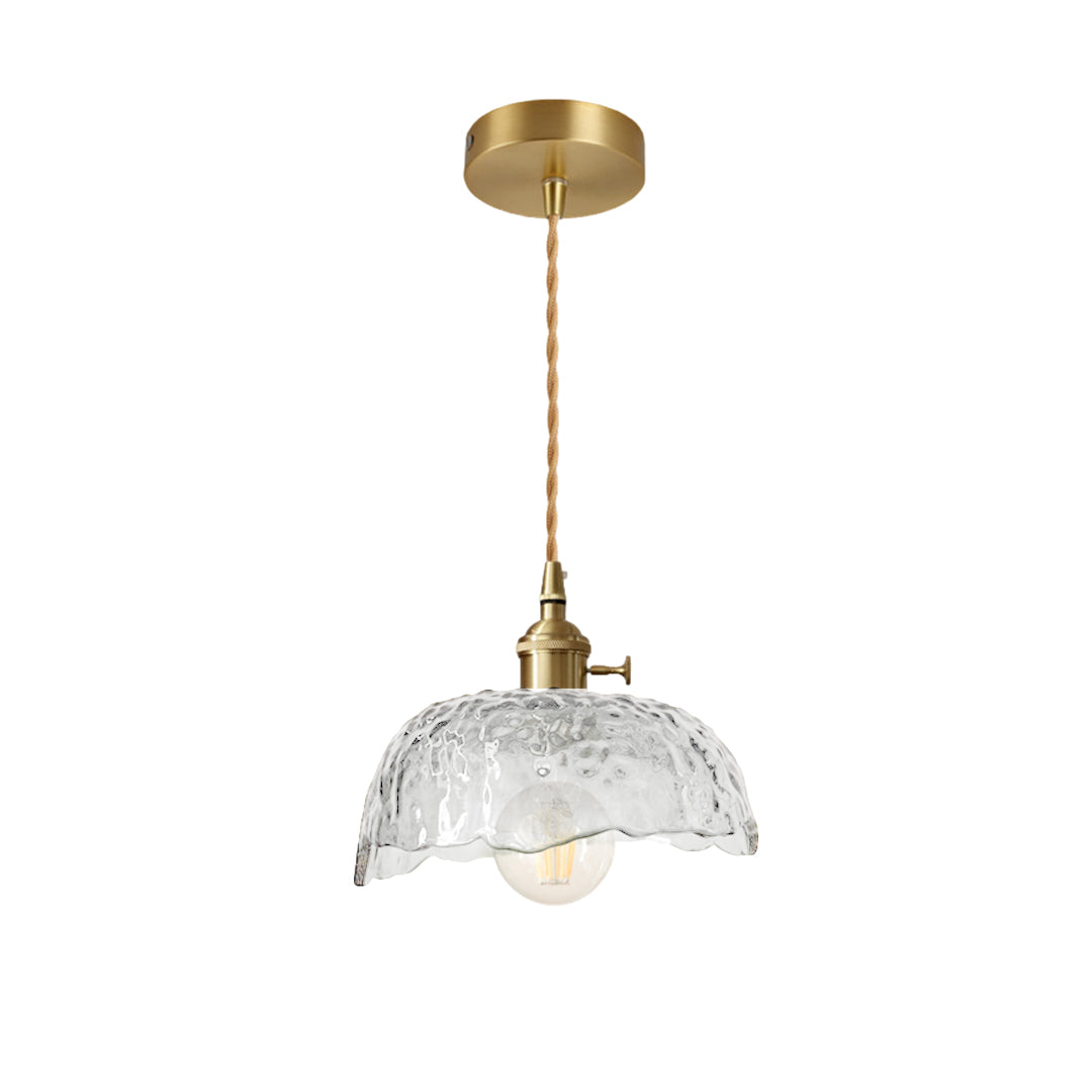 Nordic Pendant Lighting Hammered Glass and Brass Light