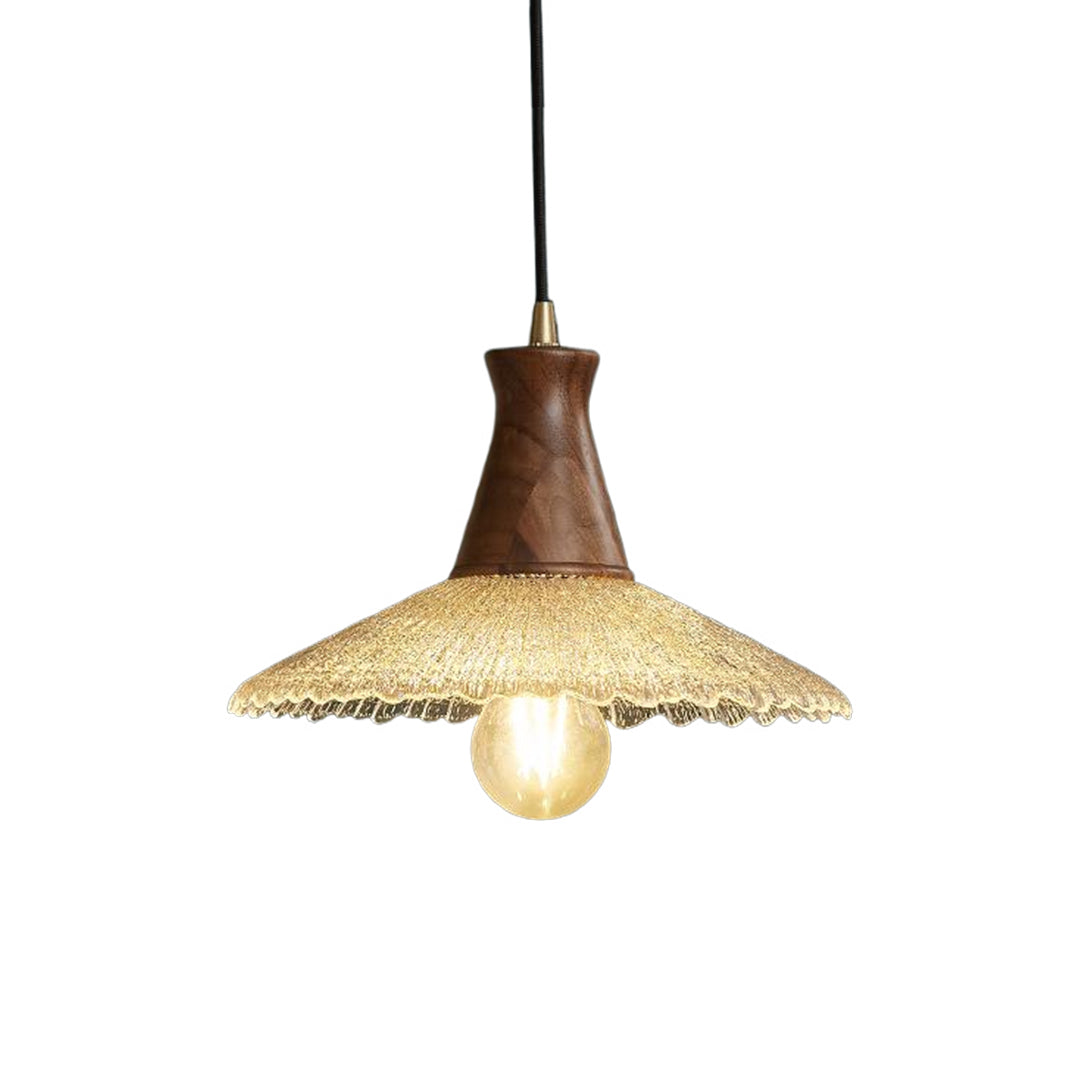 Wood Light Pendant Wabi Sabi Style Glass Pendant Lighting