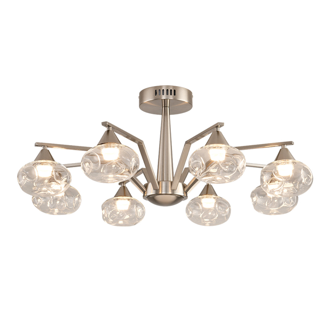 Sputnik Mid Century Semi-Flush Mount Lighting Silver Metal Ceiling Lighting