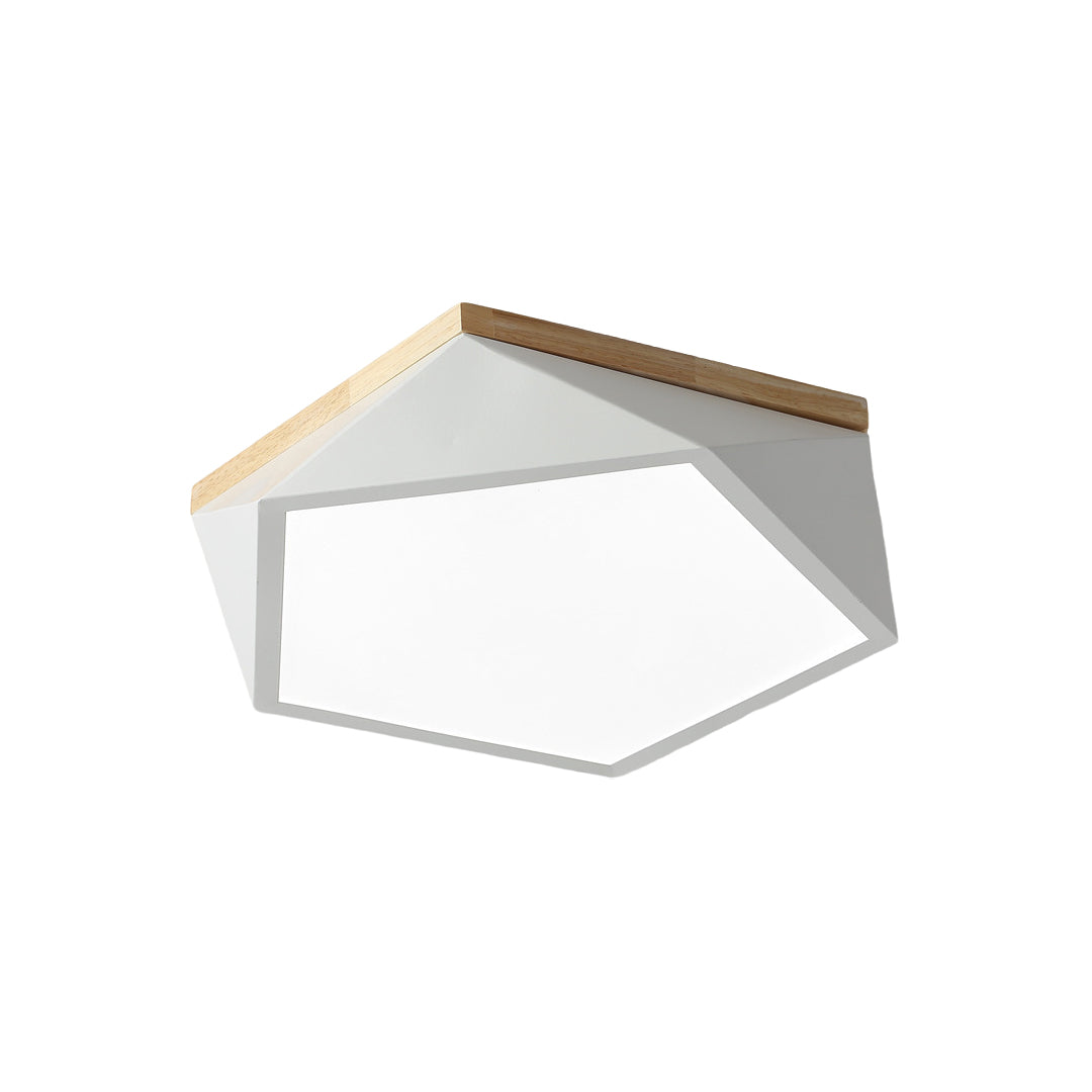 Colorful Flush Mount Ceiling Light Nordic Geometric Wooden Ceiling Light Fixture