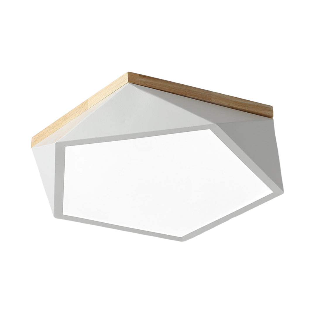 Colorful Flush Mount Ceiling Light Nordic Geometric Wooden Ceiling Light Fixture