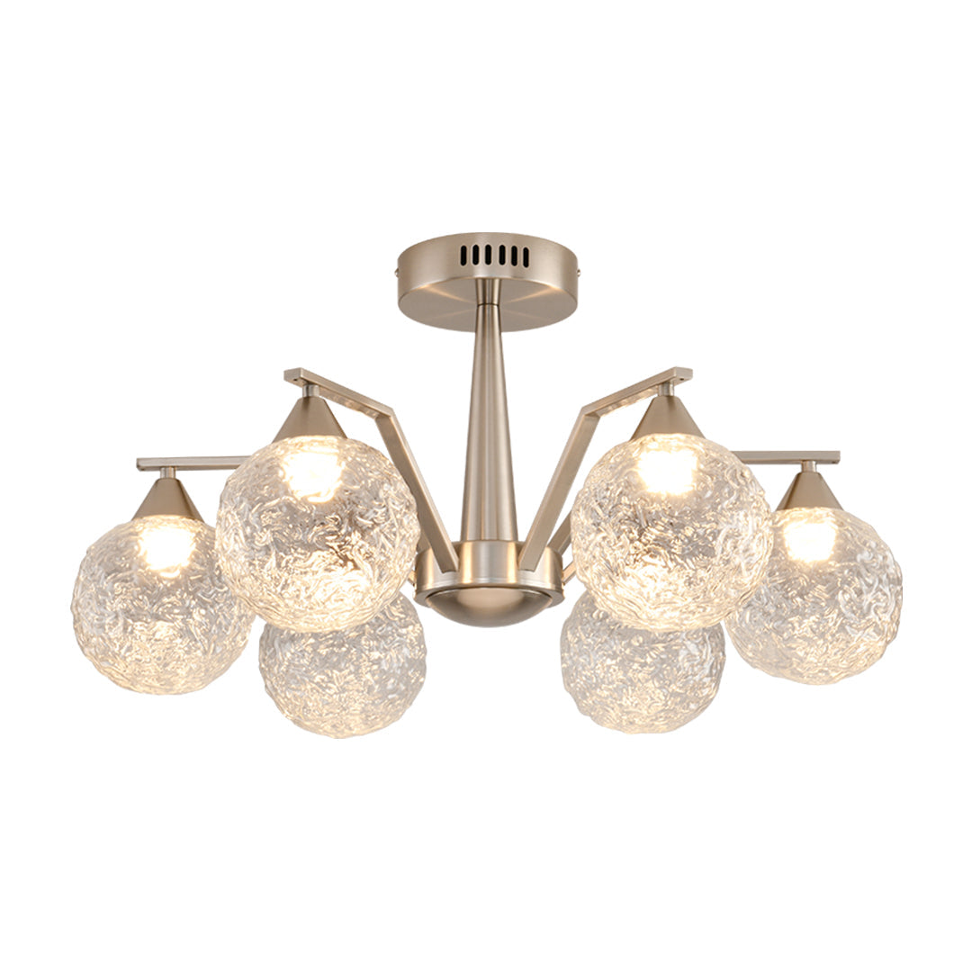 Sputnik Mid Century Semi-Flush Mount Lighting Silver Metal Ceiling Lighting