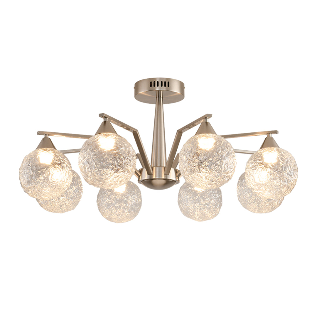 Sputnik Mid Century Semi-Flush Mount Lighting Silver Metal Ceiling Lighting