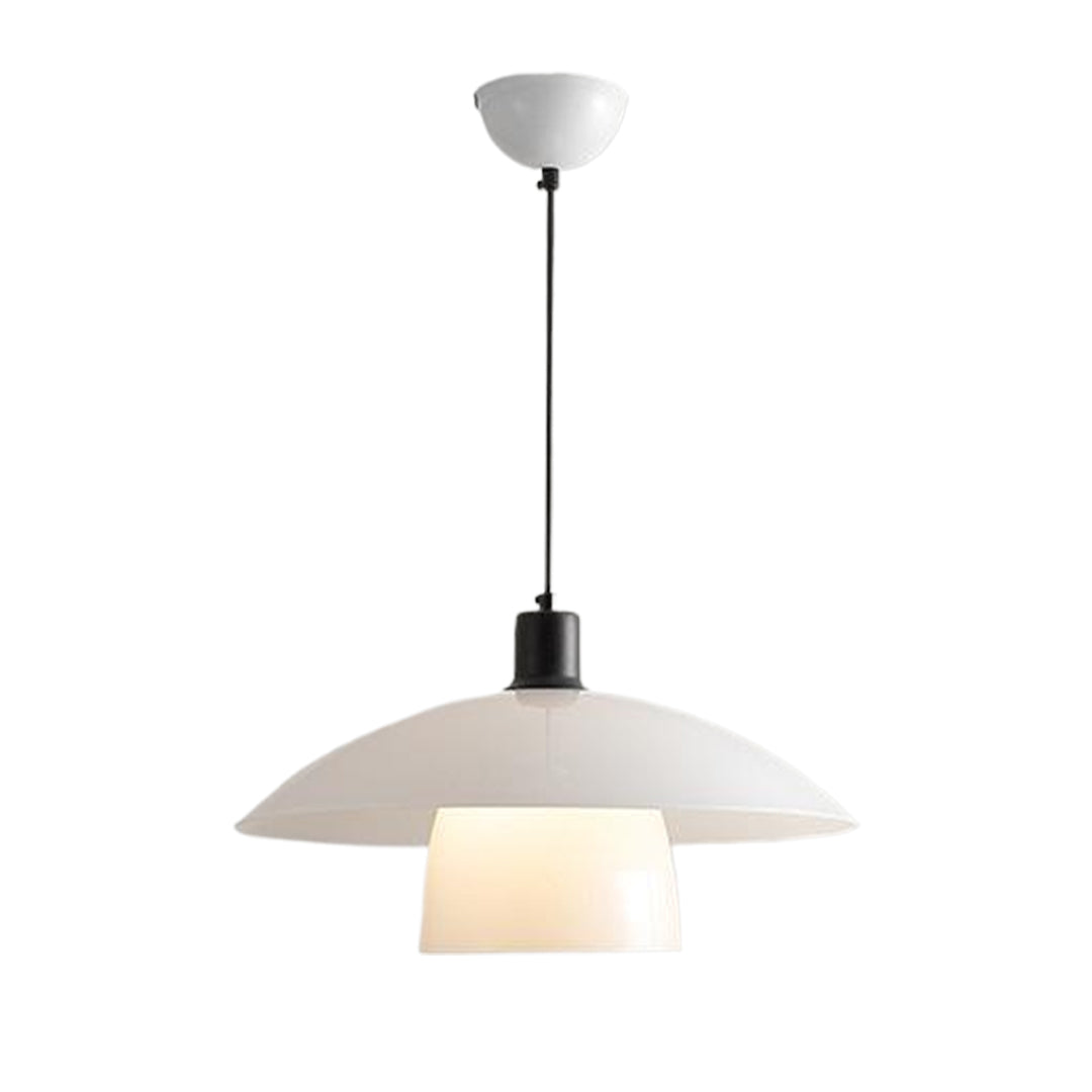 White Pendant Lighting Fixture Wabi Sabi Style Opal Glass Light