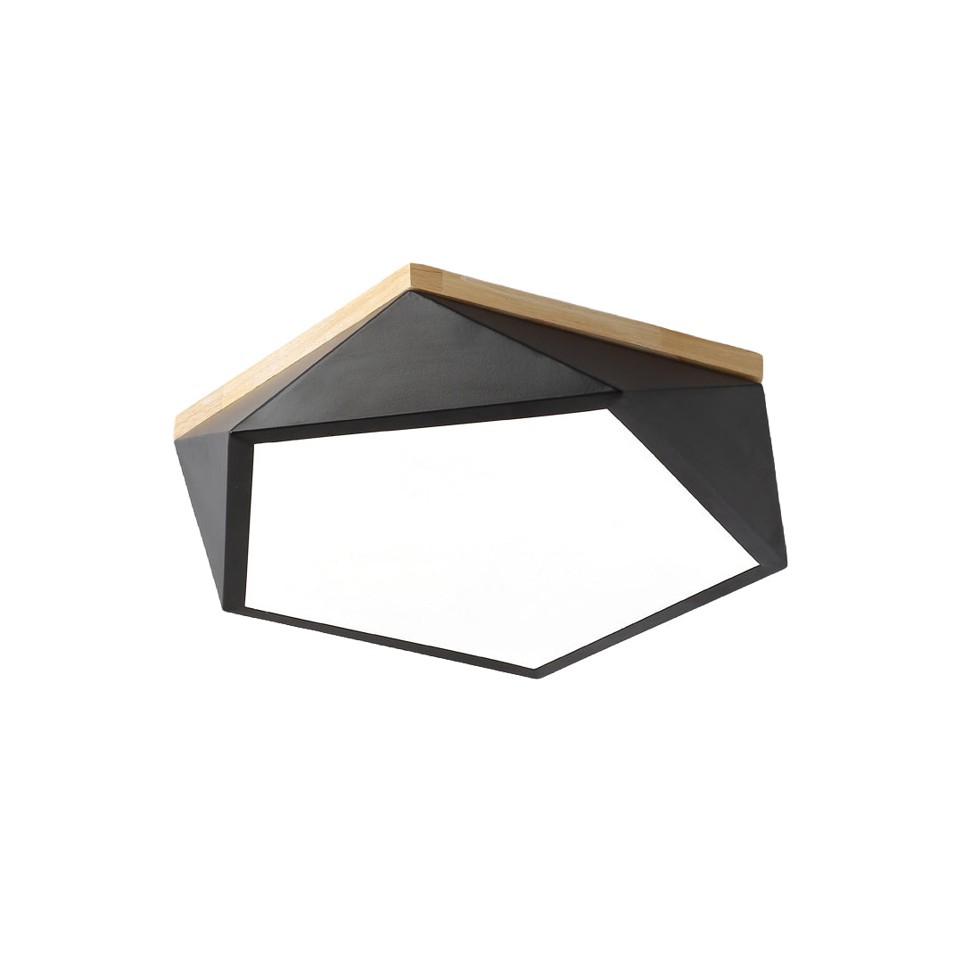 Colorful Flush Mount Ceiling Light Nordic Geometric Wooden Ceiling Light Fixture