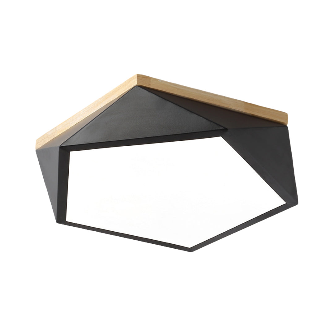 Colorful Flush Mount Ceiling Light Nordic Geometric Wooden Ceiling Light Fixture