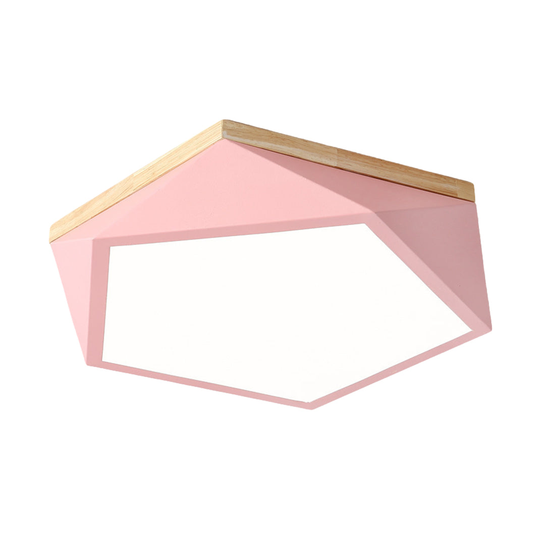 Colorful Flush Mount Ceiling Light Nordic Geometric Wooden Ceiling Light Fixture