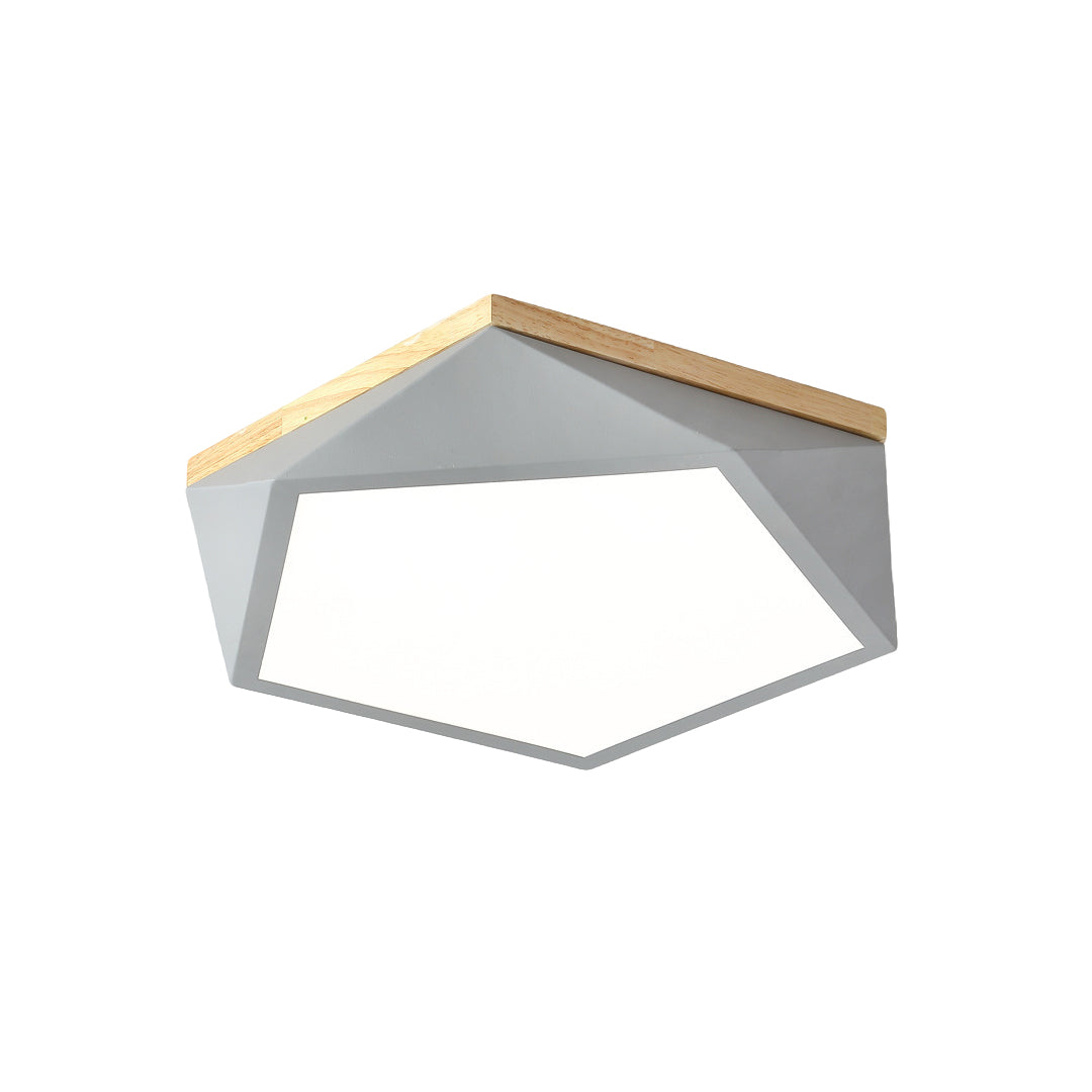 Colorful Flush Mount Ceiling Light Nordic Geometric Wooden Ceiling Light Fixture