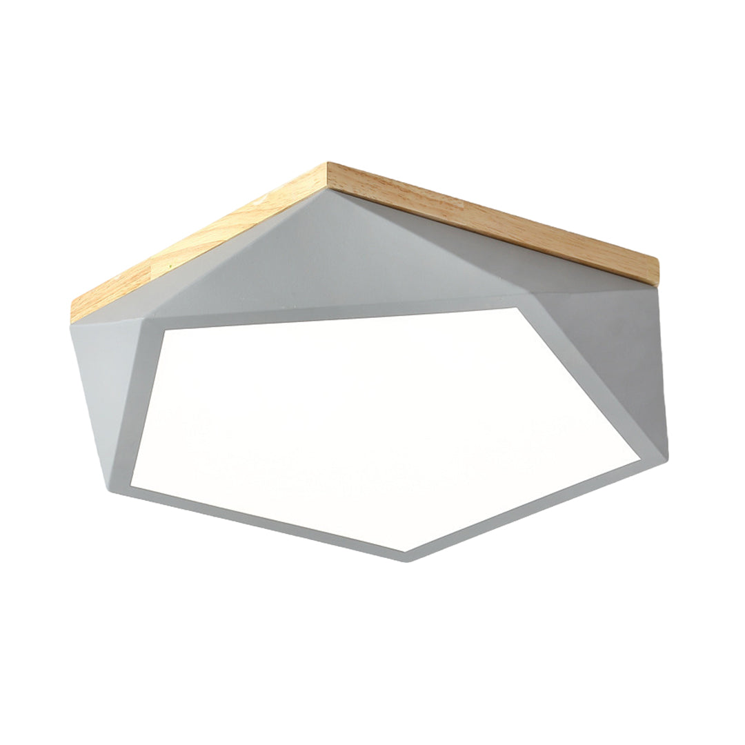 Colorful Flush Mount Ceiling Light Nordic Geometric Wooden Ceiling Light Fixture