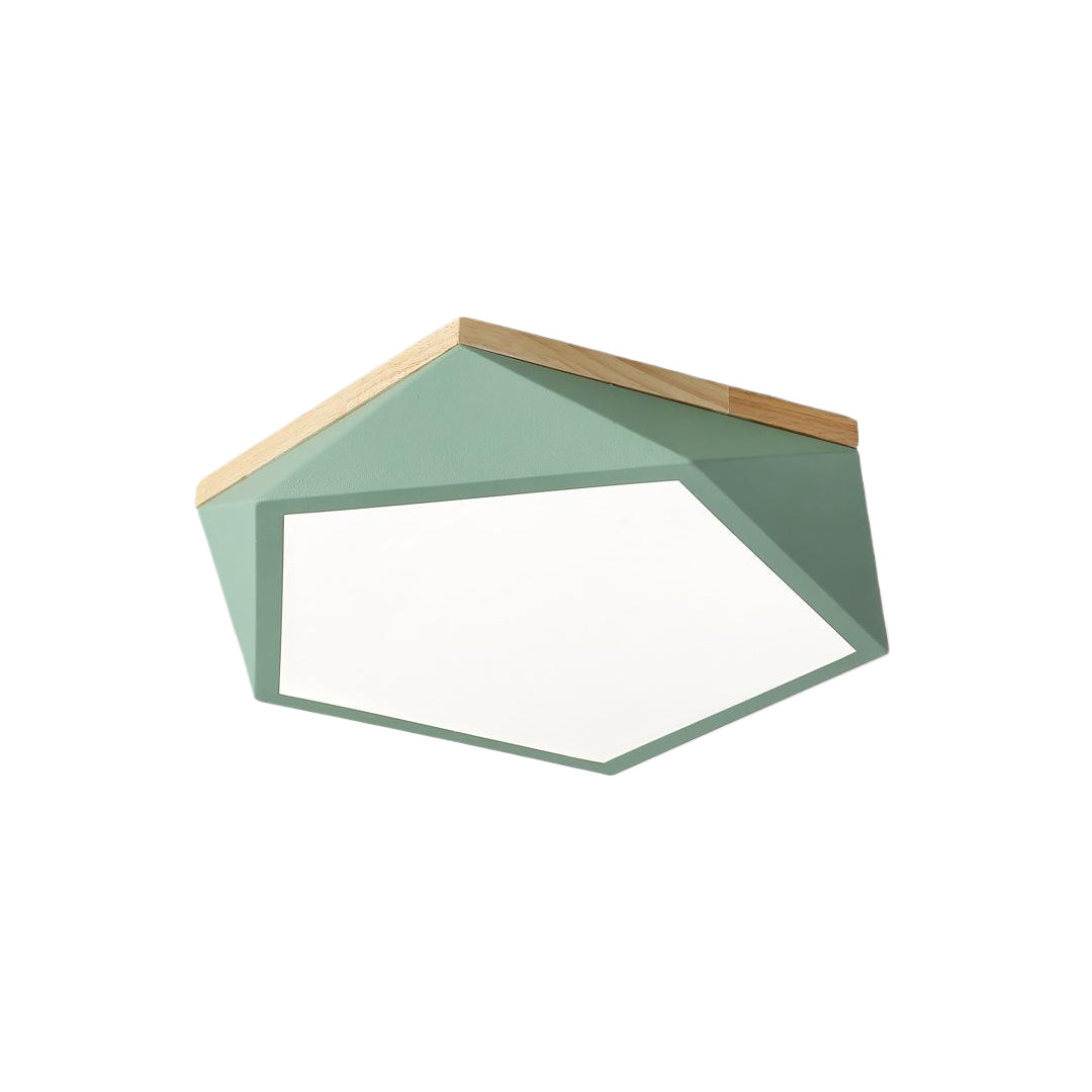 Colorful Flush Mount Ceiling Light Nordic Geometric Wooden Ceiling Light Fixture