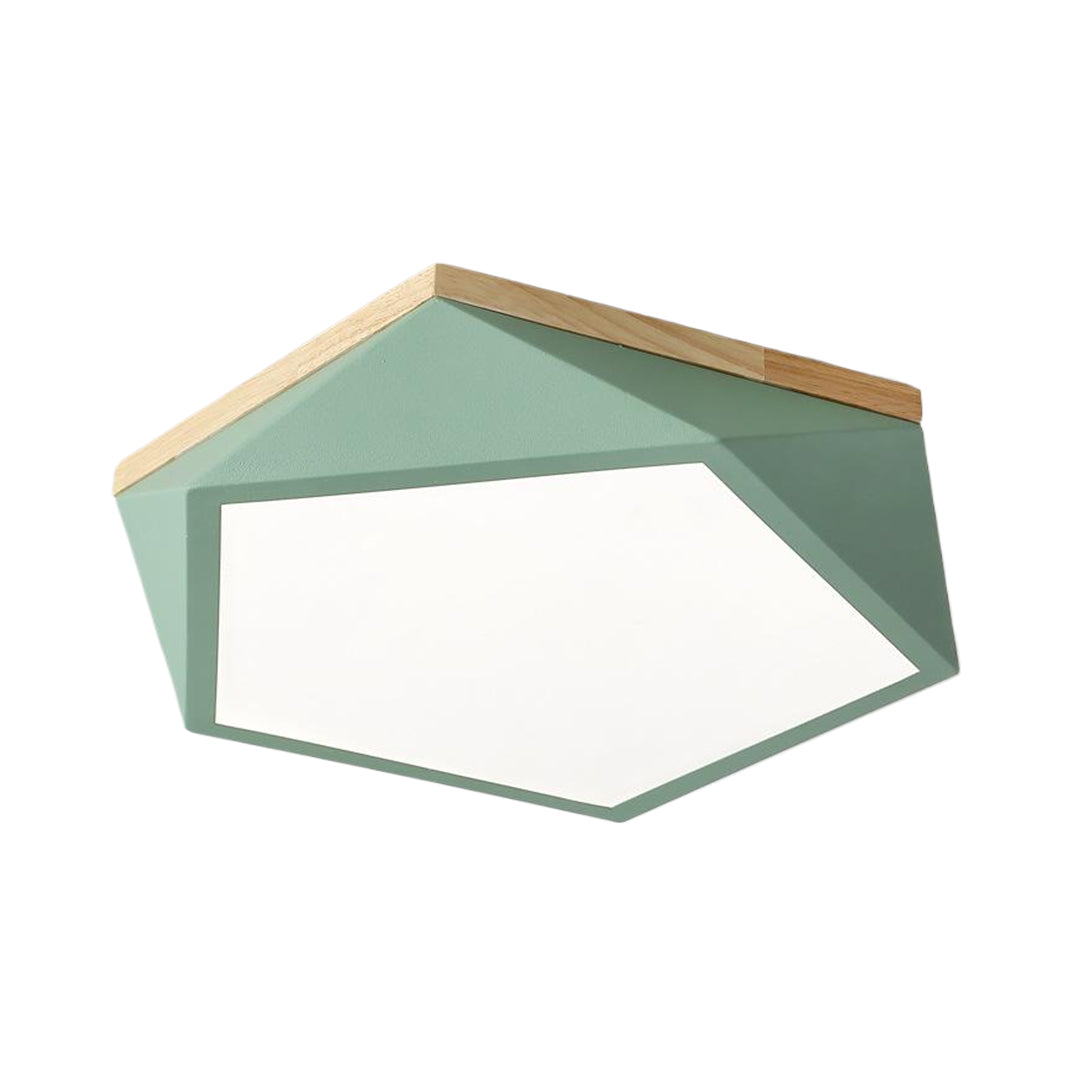 Colorful Flush Mount Ceiling Light Nordic Geometric Wooden Ceiling Light Fixture